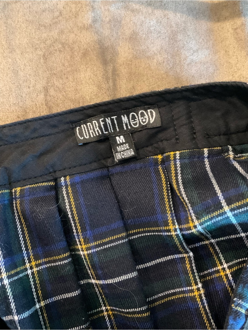 ⛓️Dolls Kill Current Mood Plaid Pleated Mini Skirt D-Ring Belt Medium Green Navy - Picture 4 of 6